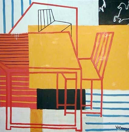 El sueño del caballero XI_ Óleo osbre lienzo_ 180x180 cm_2004_ colección Caja Castilla la Mancha. Cuenca_