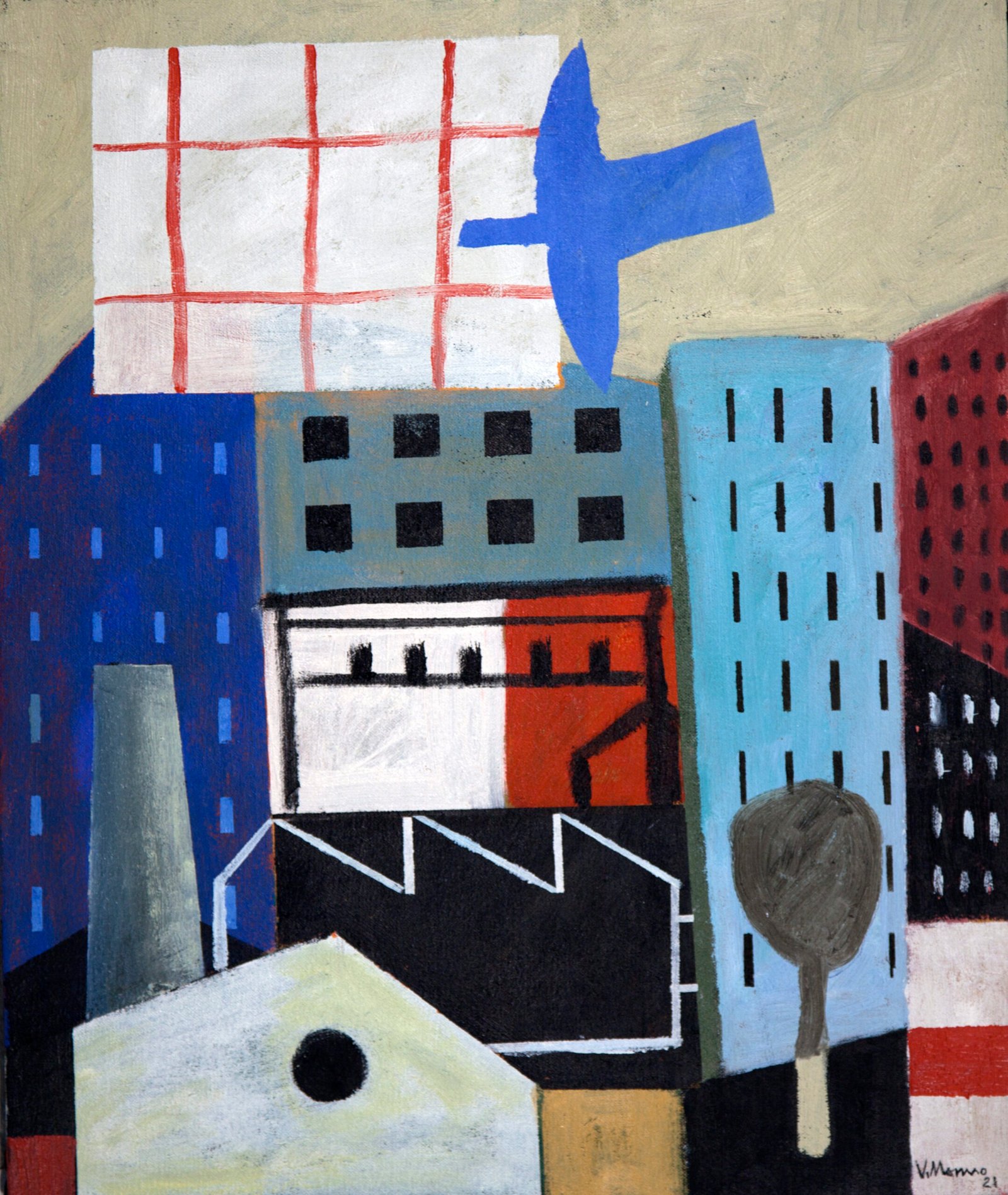 Pájaro solitario IX · Óleo sobre lienzo · 55×46 cm · 2021