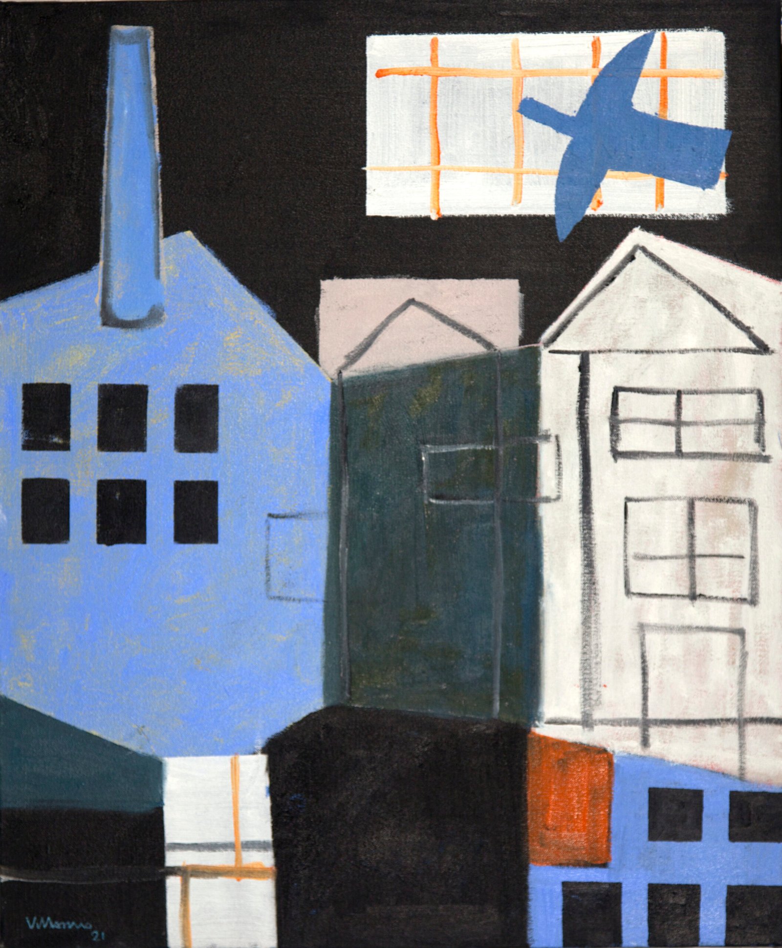 Pájaro solitario XIV · Óleo sobre lienzo · 265×54 cm · 2021