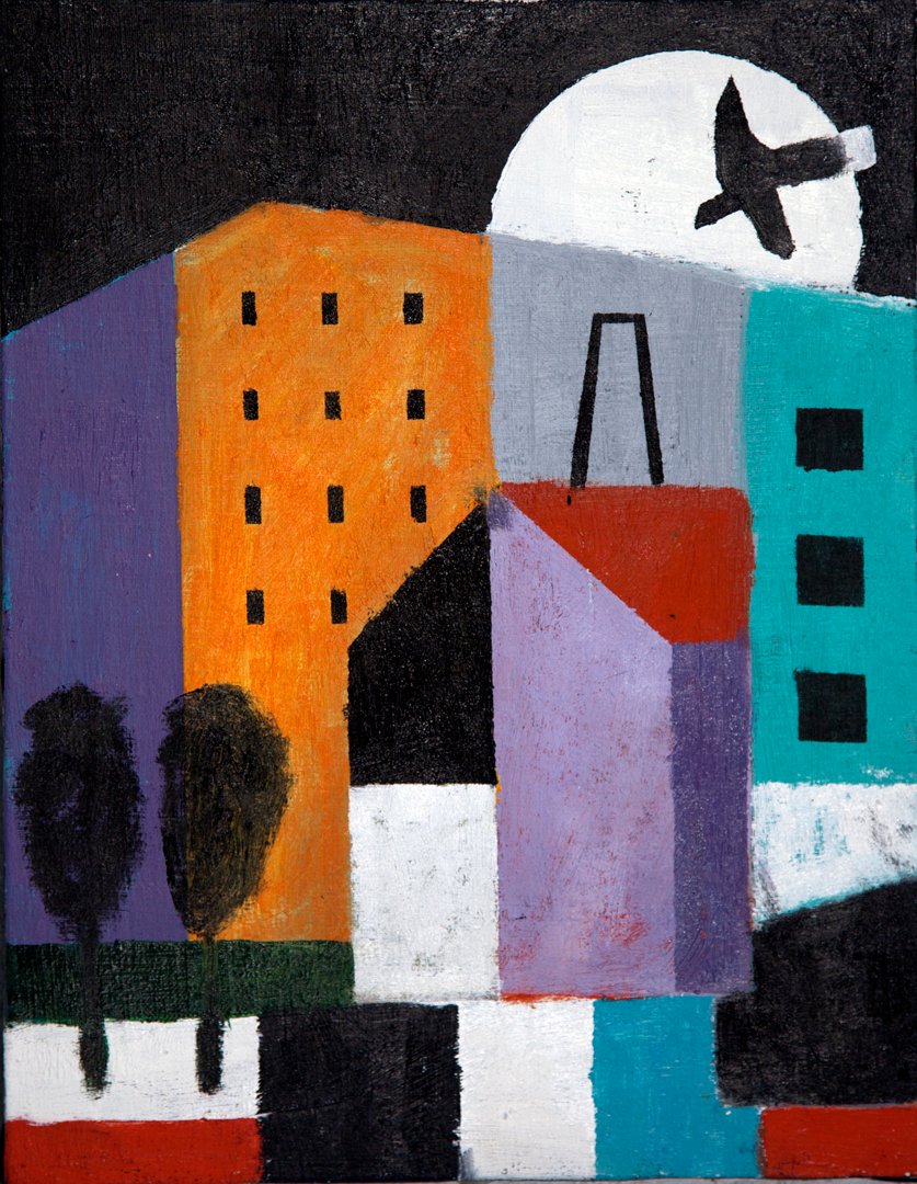 Pájaro solitario XIX · Óleo sobre lienzo · 35×27 cm · 2022