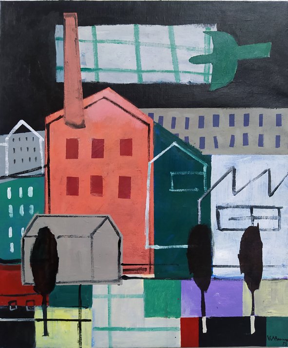 Del pájaro solitario XXXIV · Acrílico sobre lienzo · 46×55 cm · 2023