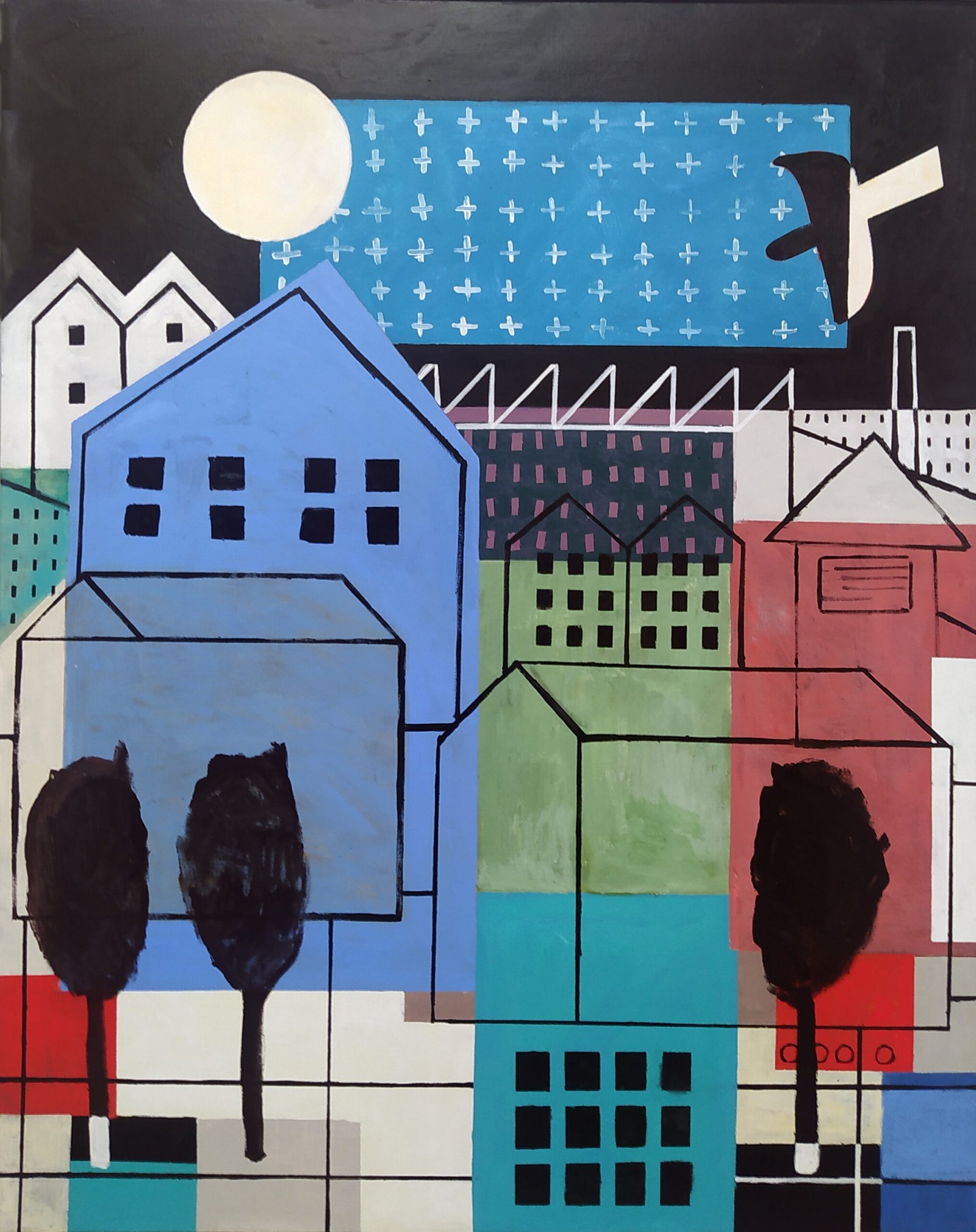 La noche oscura del alma y el pájaro solitario XXXV · Acrílico sobre lienzo · 162×130 cm · 2023